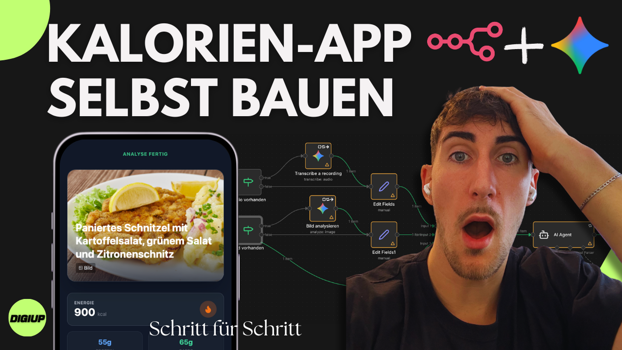 Kalorien-Tracking-App bauen mit Gemini und n8n Kalorien-Tracking-App bauen mit Gemini und n8n